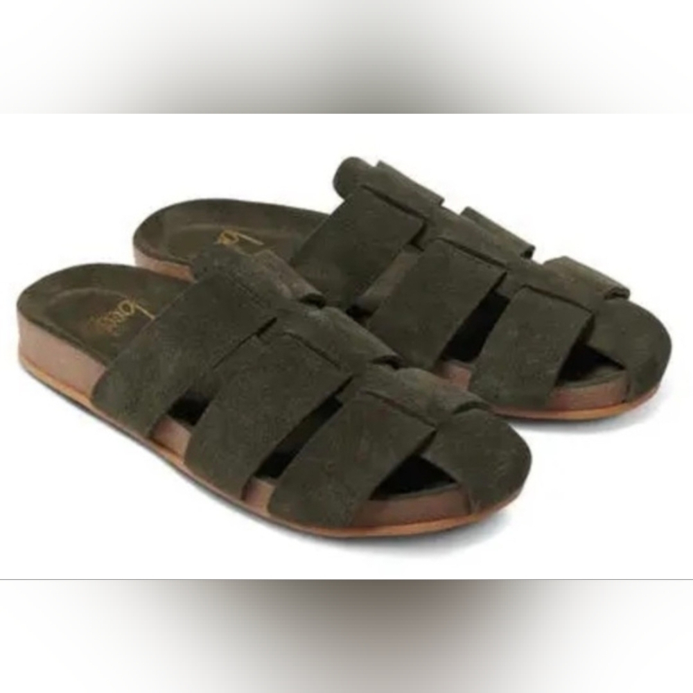 Beek Olive Green Suede Slide Mules